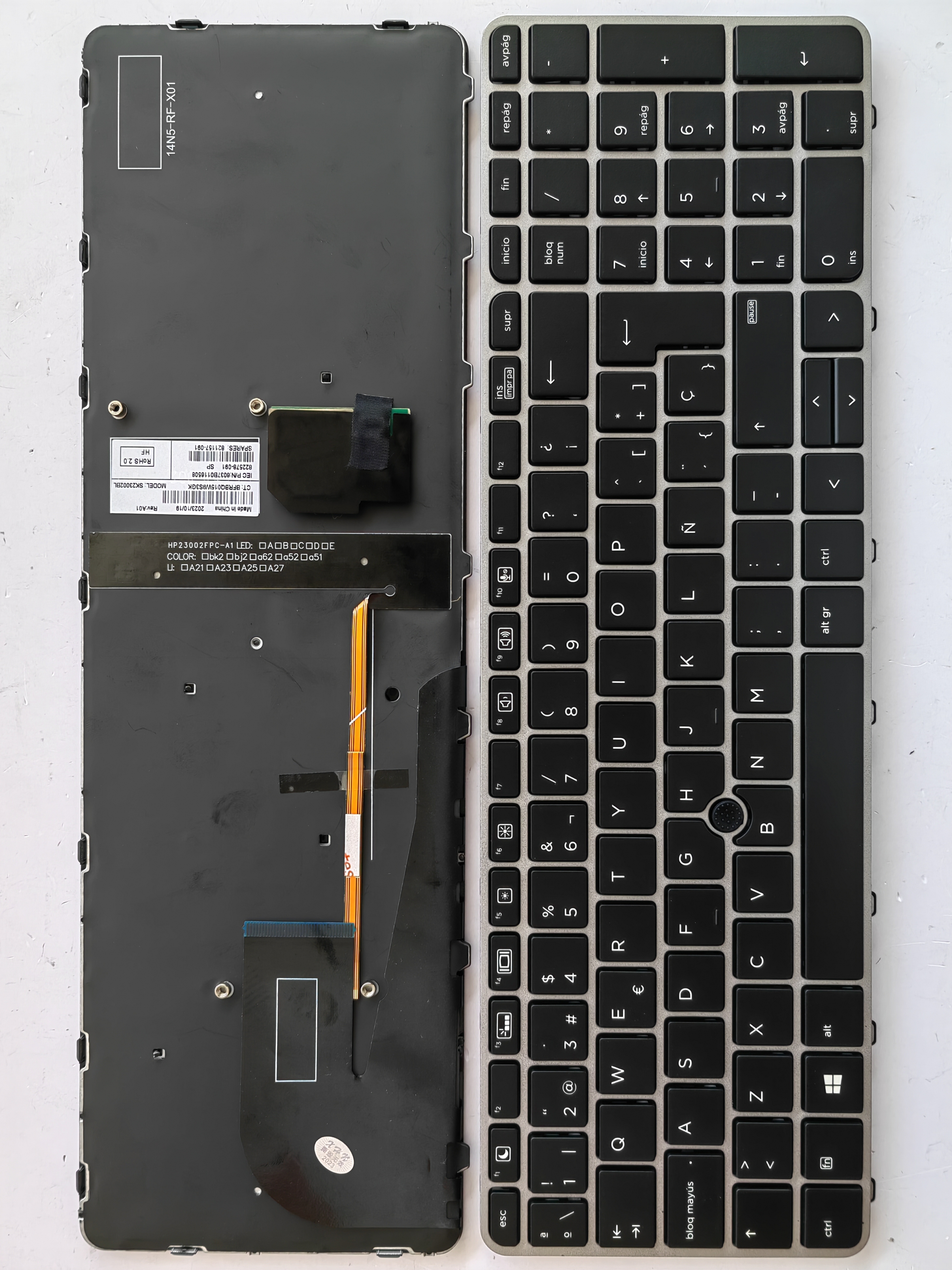 Picture of New Replacement Laptop Keyboard For HP 850G3/755G3/ZBOOK15U G3 SILVER FRAME BLACK With Point Backlit (OEM) SP Layout